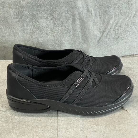BZEES Women's Black Mesh Niche Washable Fabric Lightweight Slip-On Sneakers - Picture 1 of 11